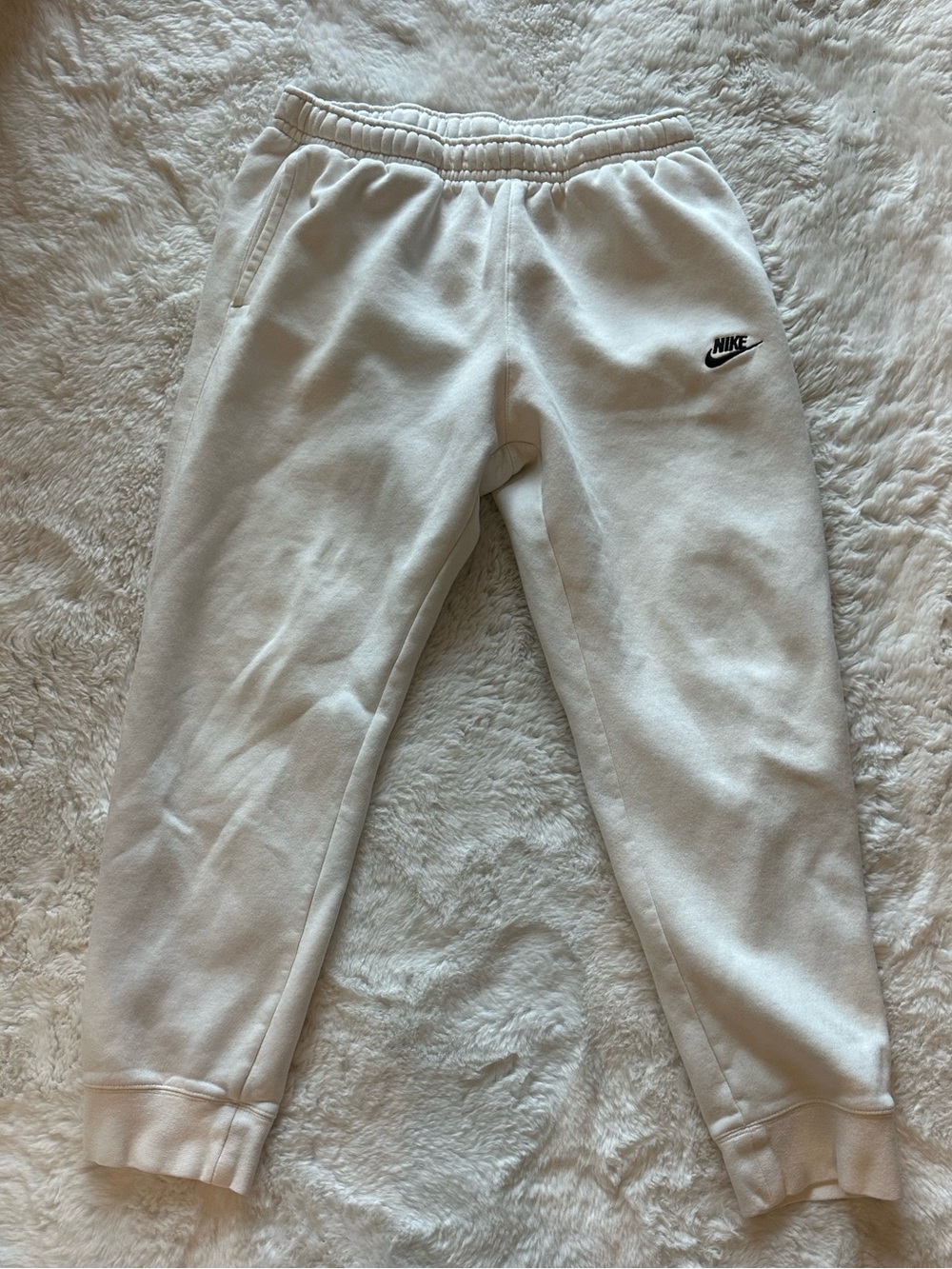 Nike Cream/White Sweatpants with Black Swoosh